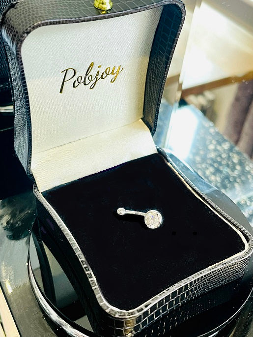 Diamond Solitaire Belly Ring G/Si1- Options - Pobjoy Diamonds