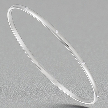 9K White Gold Diamond Scattered D Shape Bangle - Pobjoy Diamonds