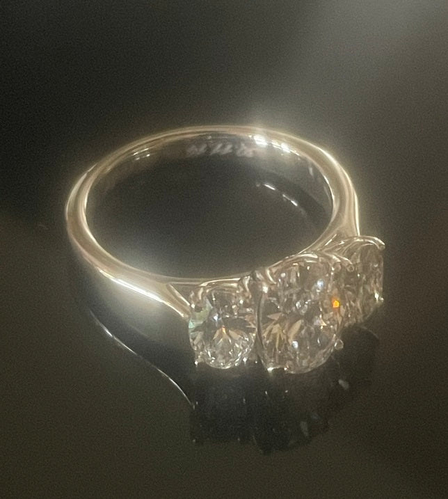 Bespoke Oval Lab DiamondTrilogy Ring 2.00 Carats - 60% Balacing Payment - Pobjoy Diamonds