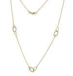9K Yellow Gold Oblong Link And Pearl Necklace