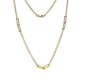 9K Yellow Gold Twin Strand U Link Necklace