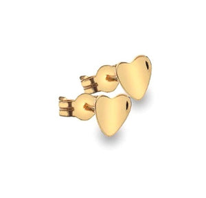9K Yellow Gold Full Heart Stud Earrings