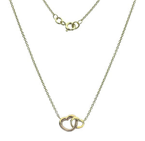 9K Yellow Gold Twin Rounded Heart Ladies Necklace