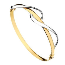 Load image into Gallery viewer, 9K Two Colour Gold Hinged Wave Bangle