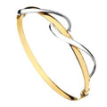 9K Two Colour Gold Hinged Wave Bangle
