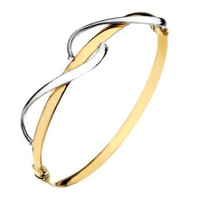 Load image into Gallery viewer, 9K Two Colour Gold Hinged Wave Bangle-Pobjoy Diamonds
