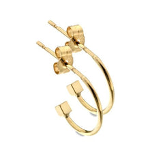 Load image into Gallery viewer, 9K Yellow Gold Cube End Hoop Earrings