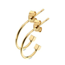 Load image into Gallery viewer, 9K Yellow Gold Cube End Hoop Earrings