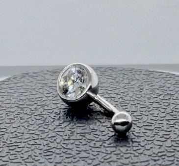 Bezel Setting Platinum Belly Bar - Pobjoy Diamonds