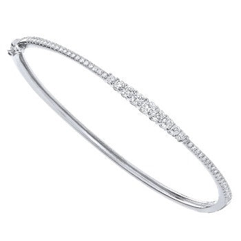 9K White Gold Graduated Diamond Hinged Bangle 0.86 Carat