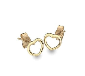 9K Gold Twin Rounded Heart Necklace & Earrings Set - Pobjoy Diamonds