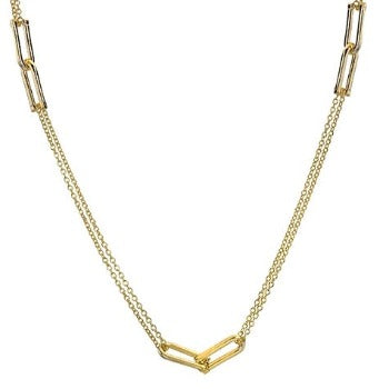 9K Yellow Gold Twin Strand U Link Necklace