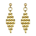 Seven Row 9K Yellow Gold Panther Drop Earrings