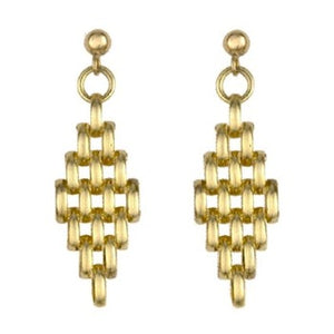 Seven Row 9K Yellow Gold Panther Drop Earrings