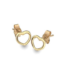 Load image into Gallery viewer, 9K Yellow Gold Curved Heart Stud Earrings