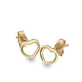 9K Yellow Gold Curved Heart Stud Earrings