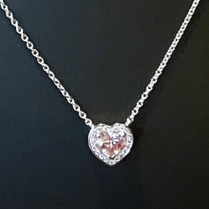 GIA Faint Pink Heart Diamond Pendant Necklace - VS1