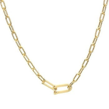 9K Yellow Gold U Link Pendant Necklace