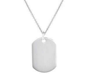 His Or Hers Large Silver Dog Tag & Silver Chain - Pobjoy Diamonds