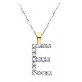9K Gold & Diamond Letter Pendant Small - E - Pobjoy Diamonds