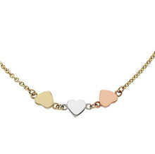 Load image into Gallery viewer, 9K Three Colour Gold Heart Bracelet