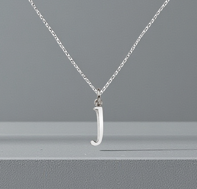 9K White Gold Initial Pendant - Pobjoy Diamonds