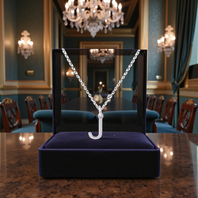 9K White Small Gold Initial Pendant - Pobjoy Diamonds