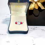 Diamond & Ruby Bespoke Platinum Trilogy Ring-Stage One 40% Payment - Pobjoy Diamonds