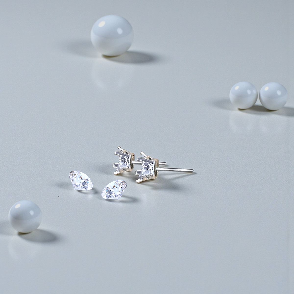 18K White Gold 2.00 Carat Solitaire Diamond Stud Earrings - Options - Pobjoy Diamonds