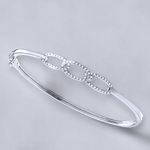 White Gold Ladies Studded Diamond Hinged Hollow Bangle 0.24 Carat - Pobjoy Diamonds
