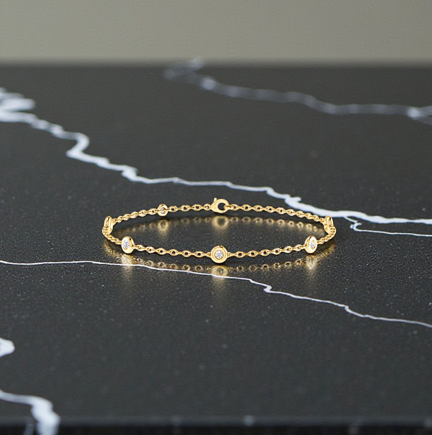 18K Gold Six Diamond Bracelet - Options