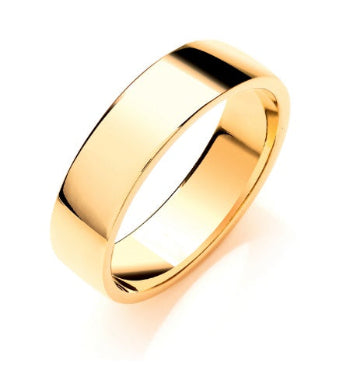 18K Yellow Gold Soft Court 6mm Wedding Band - Pobjoy Diamonds