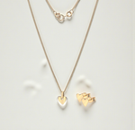 9K Yellow & White Gold Heart Pendant Necklace & Earrings Set - Pobjoy Diamonds