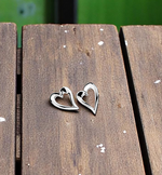 Sterling Silver Heart Silhouette Stud Earrings - Pobjoy