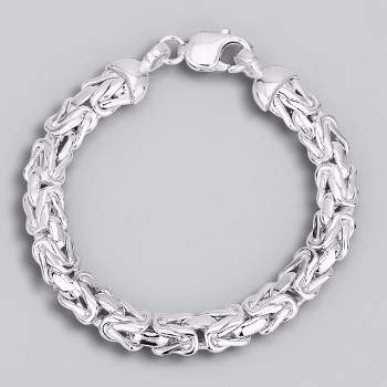 Sterling Silver Mens Byzantine Bracelet