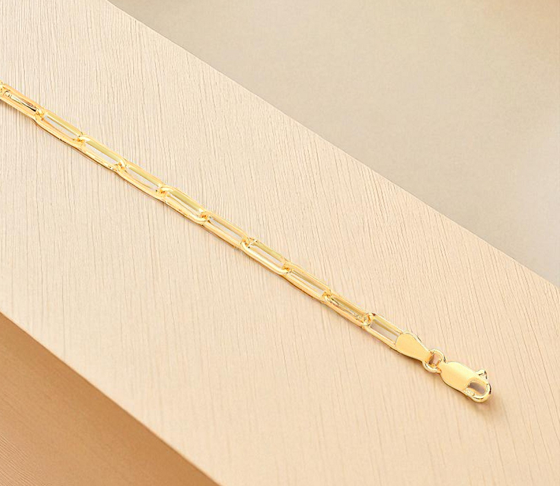 9K Yellow Gold Ladies Paper Clip Neck Chain 3.3mm - Pobjoy Diamonds