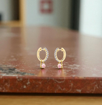 Gold Huggie White & Pink Diamond Drop Earrings 1.33 Carats - Pobjoy Diamonds