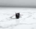 Salt & Pepper Emerald Cut Diamond Shoulder Ring 1.88 Carat - Pobjoy Diamonds