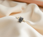 Salt & Pepper Emerald Cut Diamond Shoulder Ring 1.88 Carat - Pobjoy Diamonds