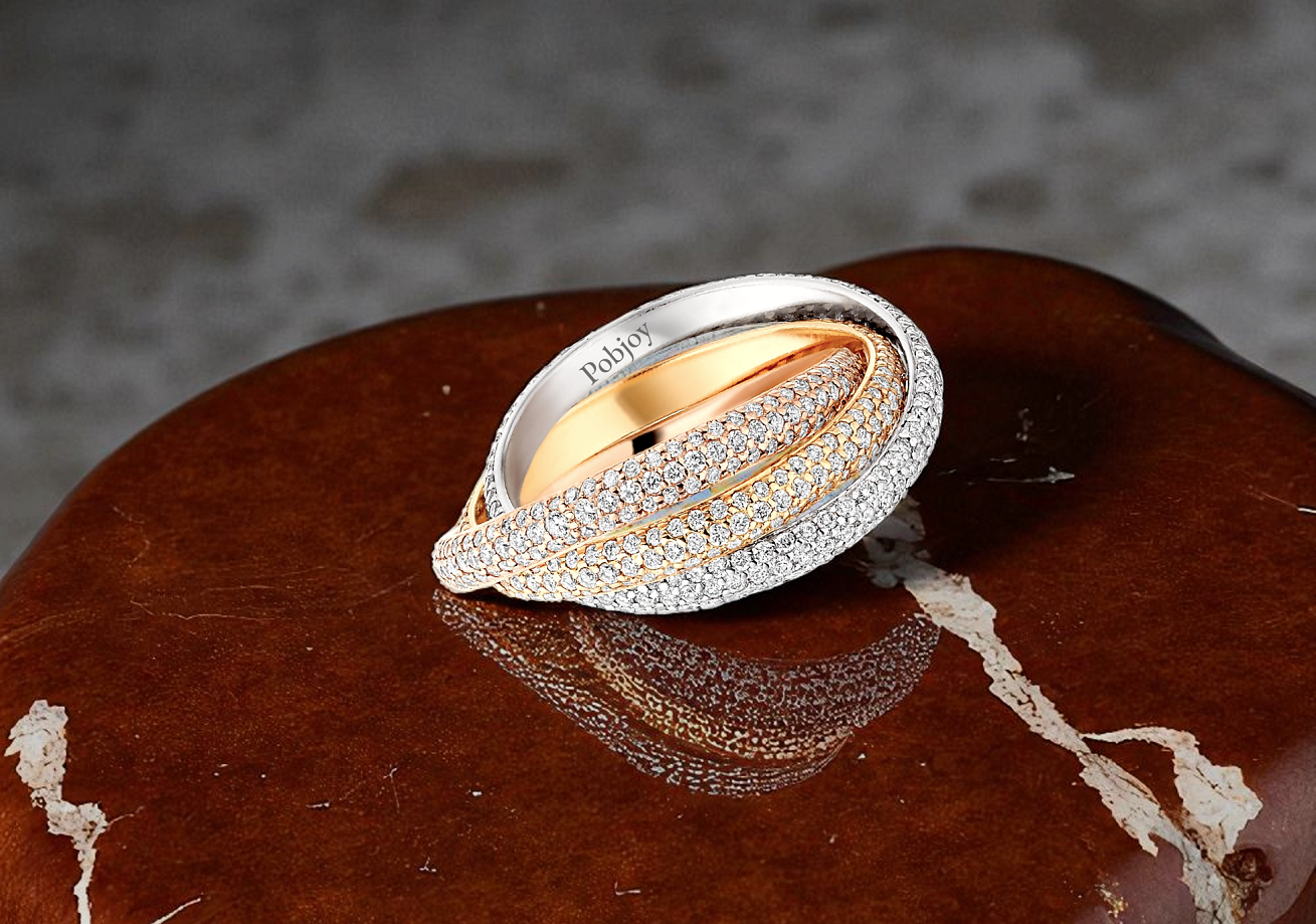 18K Gold 2.00 Carat Pave Set Diamond Russian Wedding Ring