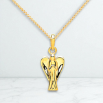 9K Yellow Gold Child's Guardian Angel Pendant & Neck Chain