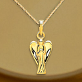 9K Yellow Gold Child's Guardian Angel Pendant & Neck Chain