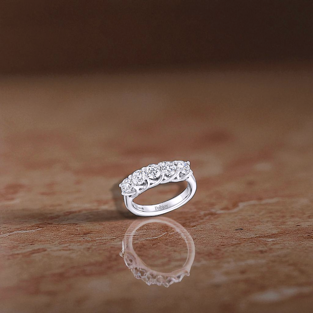 Prong Set Five Stone Diamond Half Eternity Ring 1.50 Carats. Pobjoy Diamonds