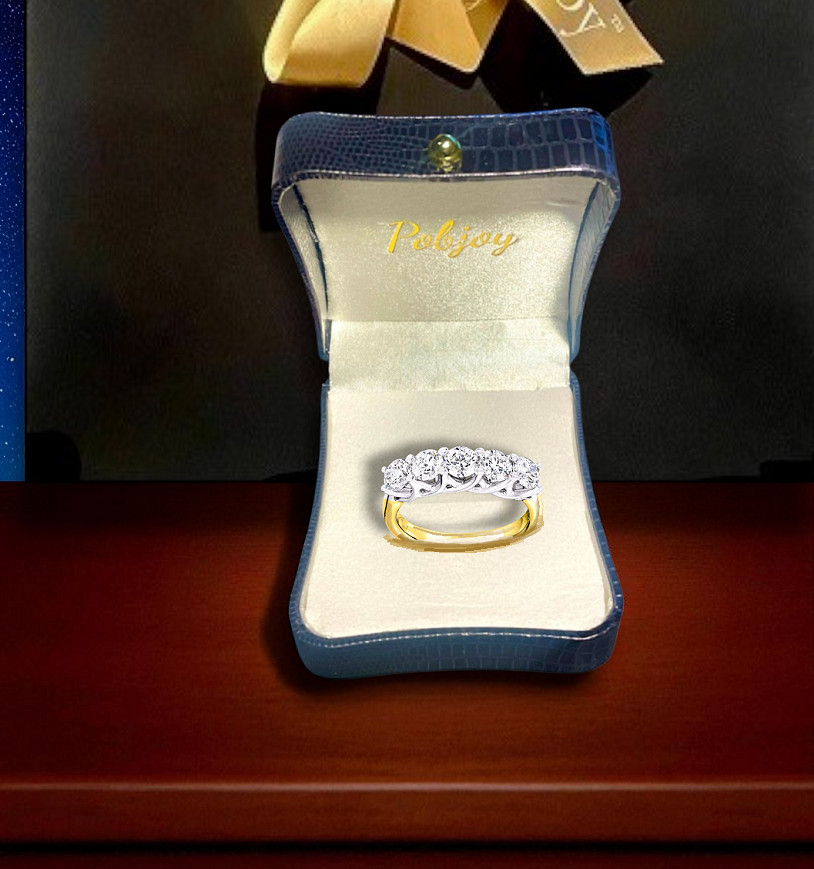 Prong Set Five Stone GIA Diamond Half Eternity Ring 1.50 Carats - Pobjoy Diamonds