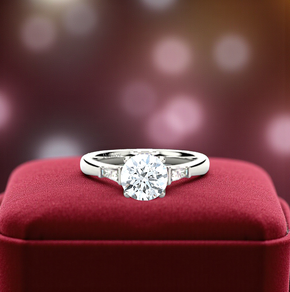 Solitaire & Baguette Diamond Ring 2.80 Carats E/VVS1 - GIA - Pobjoy Diamonds