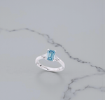 Emerald Cut Fancy Vivid Blue Lab Diamond Engagement Ring - Pobjoy Diamonds