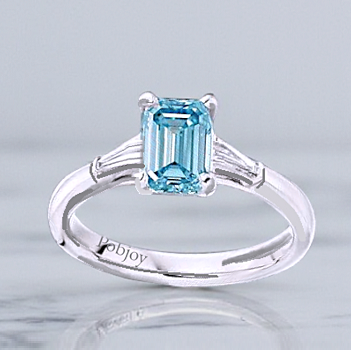 Emerald Cut Fancy Vivid Blue Lab Diamond Engagement Ring