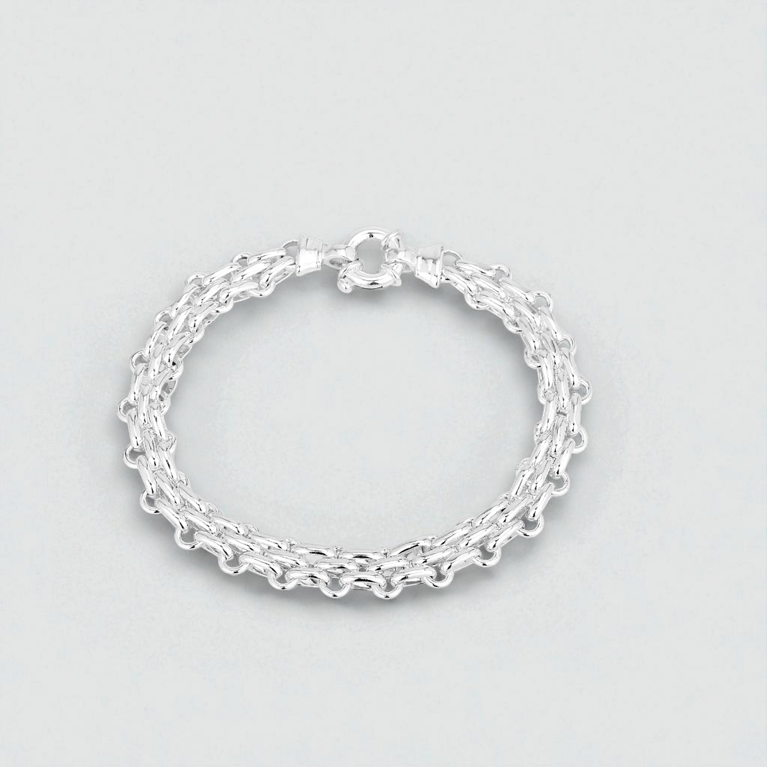 Handmade Ladies Sterling Silver Brick Chain Bracelet - Pobjoy Diamonds
