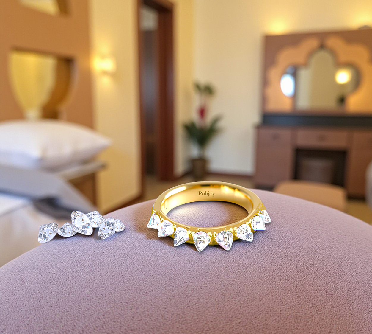 Grain Set Reverse Diamond Eternity Ring - Pobjoy Diamonds