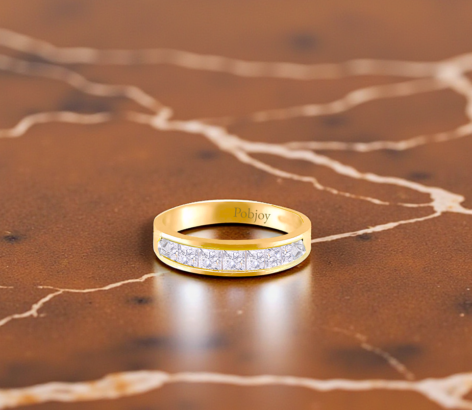 Channel Set Reverse Diamond Half Eternity Ring 2.00 Carats - Pobjoy Diamonds